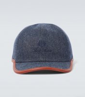 Loro PianaMy leather-trimmed denim baseball cap