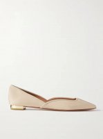 Maia grosgrain-trimmed glossed-leather ballet flats