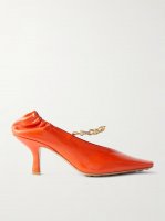 Melbourne embellished glossed crinkled-leather pumps