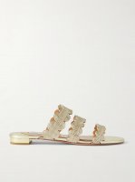 Wavy metallic leather slides