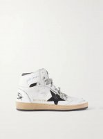 Sky-Star distressed printed leather high-top sneakers