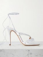 Crystal-embellished satin sandals