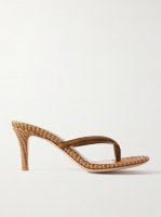 Calypso 70 suede-trimmed raffia sandals