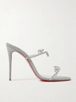 Just Queen 100 crystal-embellished PVC mules