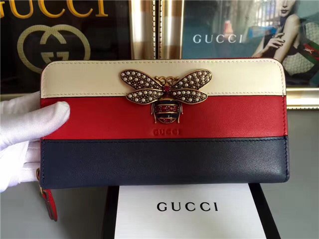 Gucci Queen Margaret Leather Zip Around Wallet (Varied Colors)