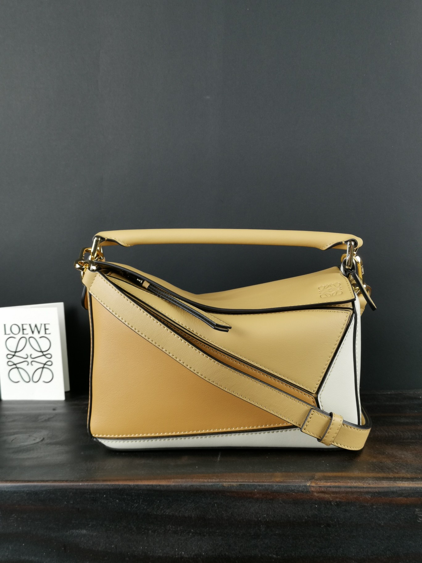 LOEWE HANDBAG Yellow and Off-White Patchwork