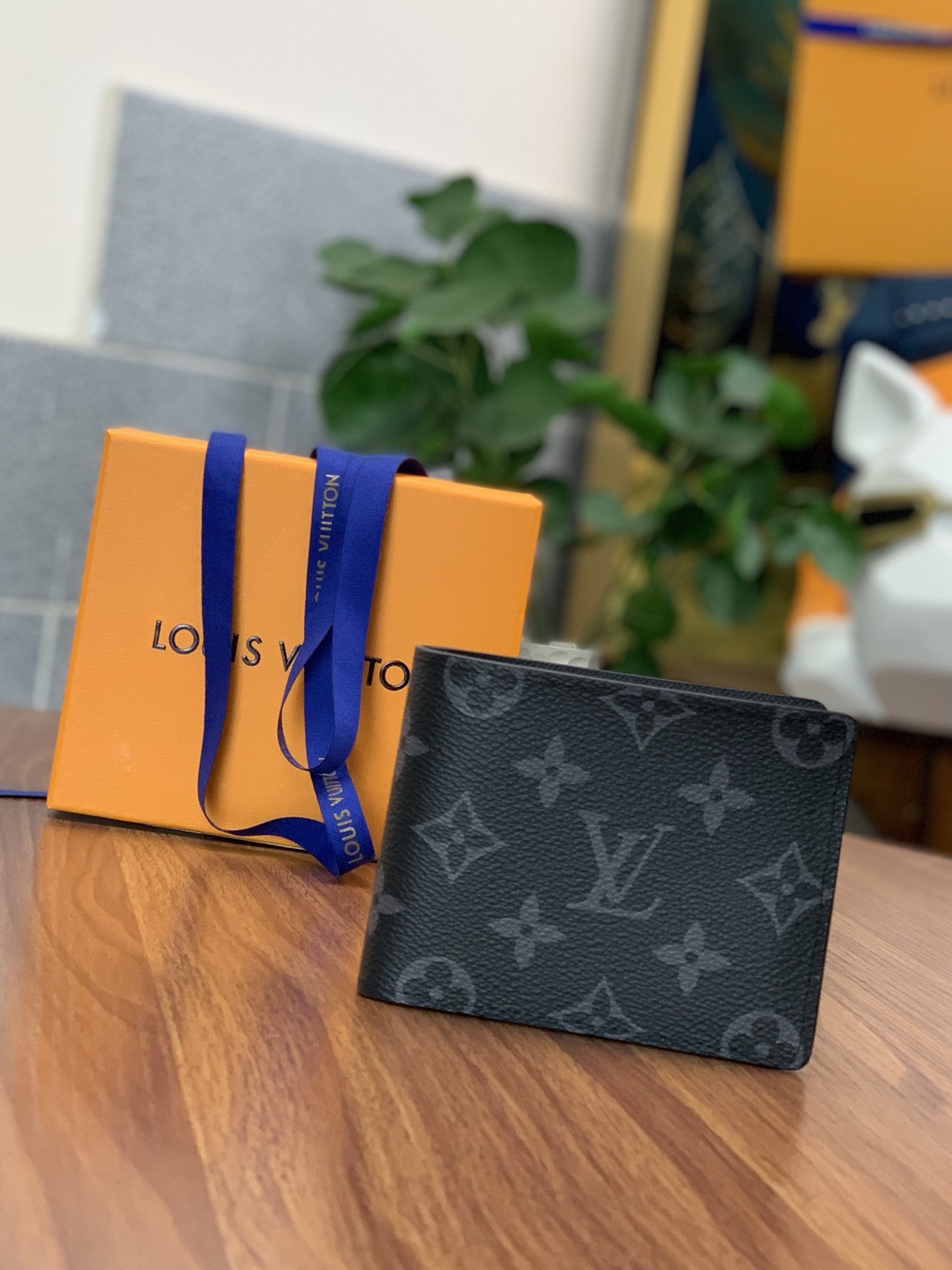 LV M61695 Multiple Black Flower Short Bifold Wallet