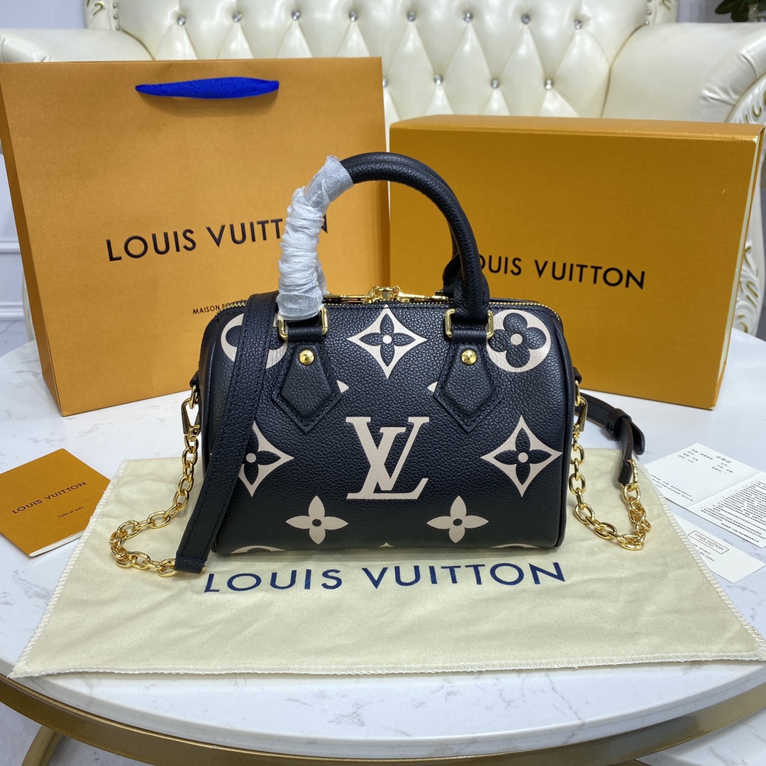 Louis Vuitton Monogram Empreinte Speedy Bandouliere 20 Black/Beige