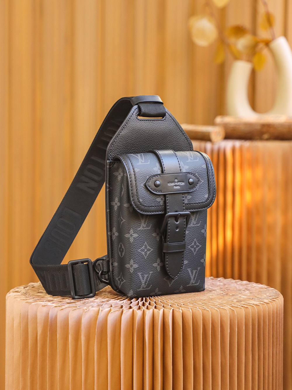 LOUIS VUITTON CROSSBODY BAG Monogram Canvas Black