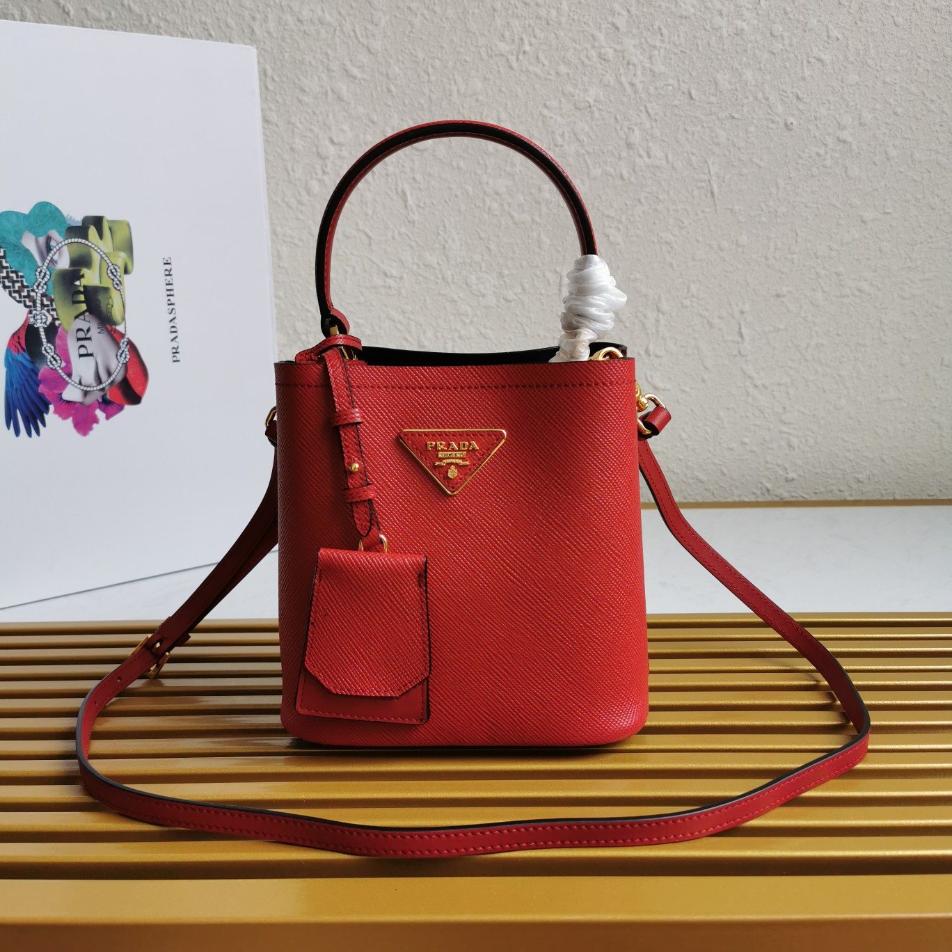 PRADA HANDBAG DOUBLE red