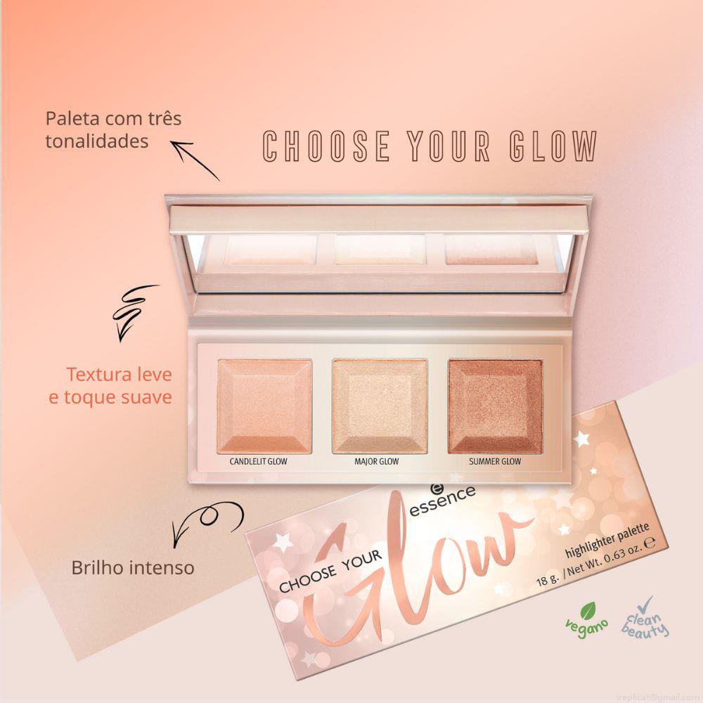 Paleta de Iluminador em Pó Essence Choose Your Glow 3 Shades