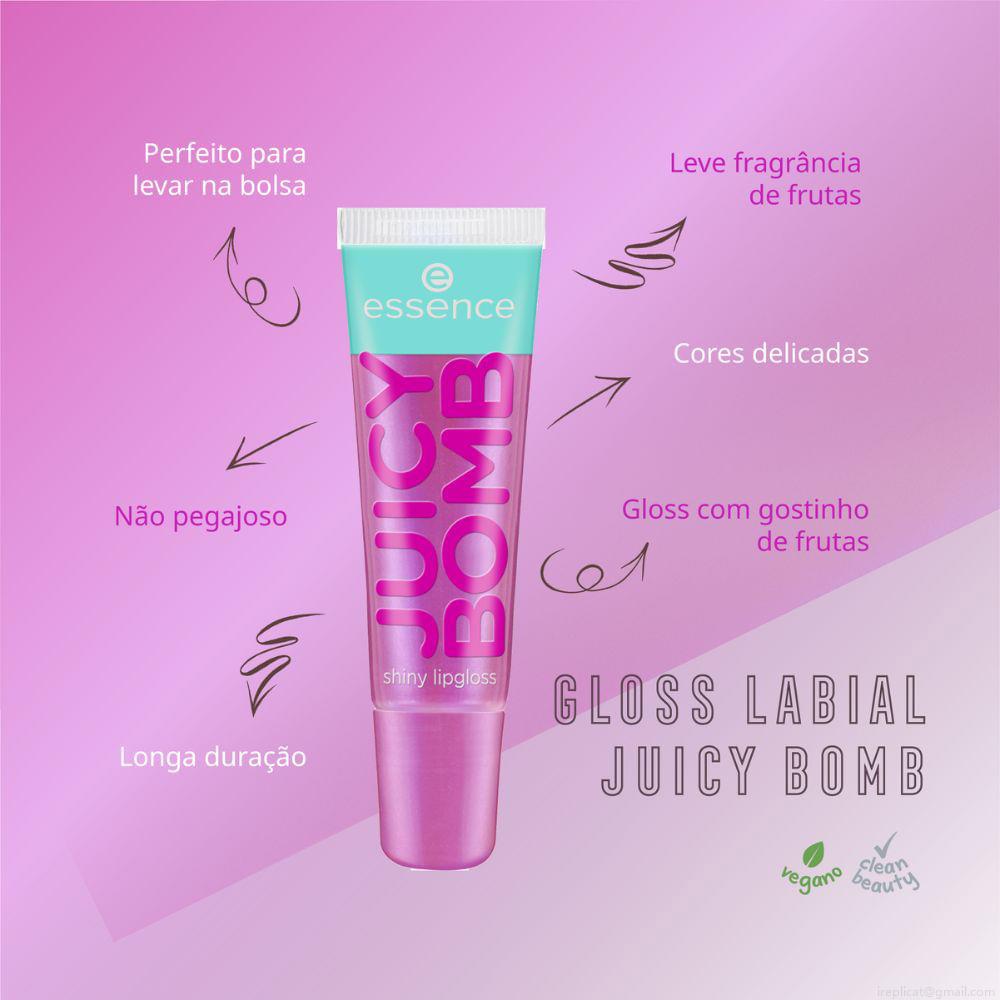 Gloss Labial Líquido Cintilante Essence Juicy Bomb 105 Bouncy Bubblegum 10 ml