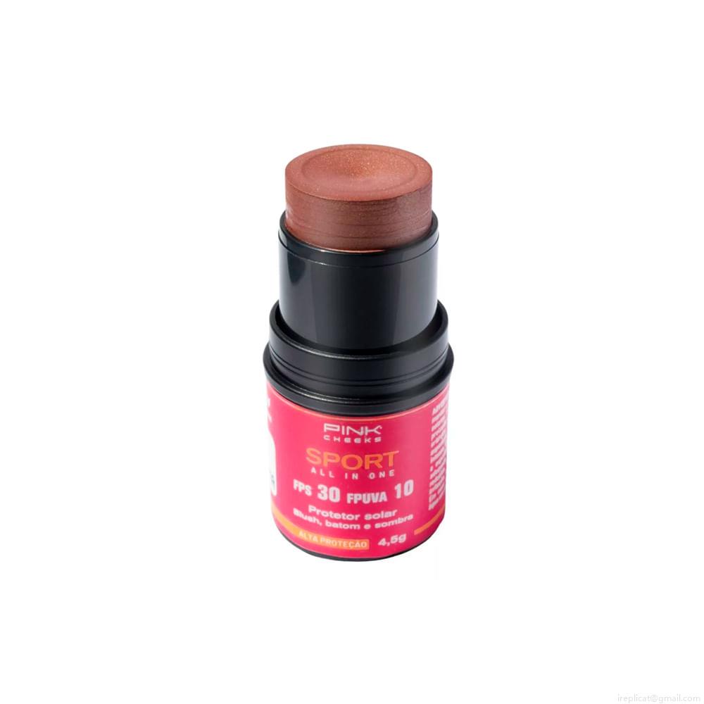 Blush em Bastão Cremoso com Protetor Solar Semi Matte Pink Cheeks Sport All In One FPS 30 FPUVA 10 Terracota 4,5 g