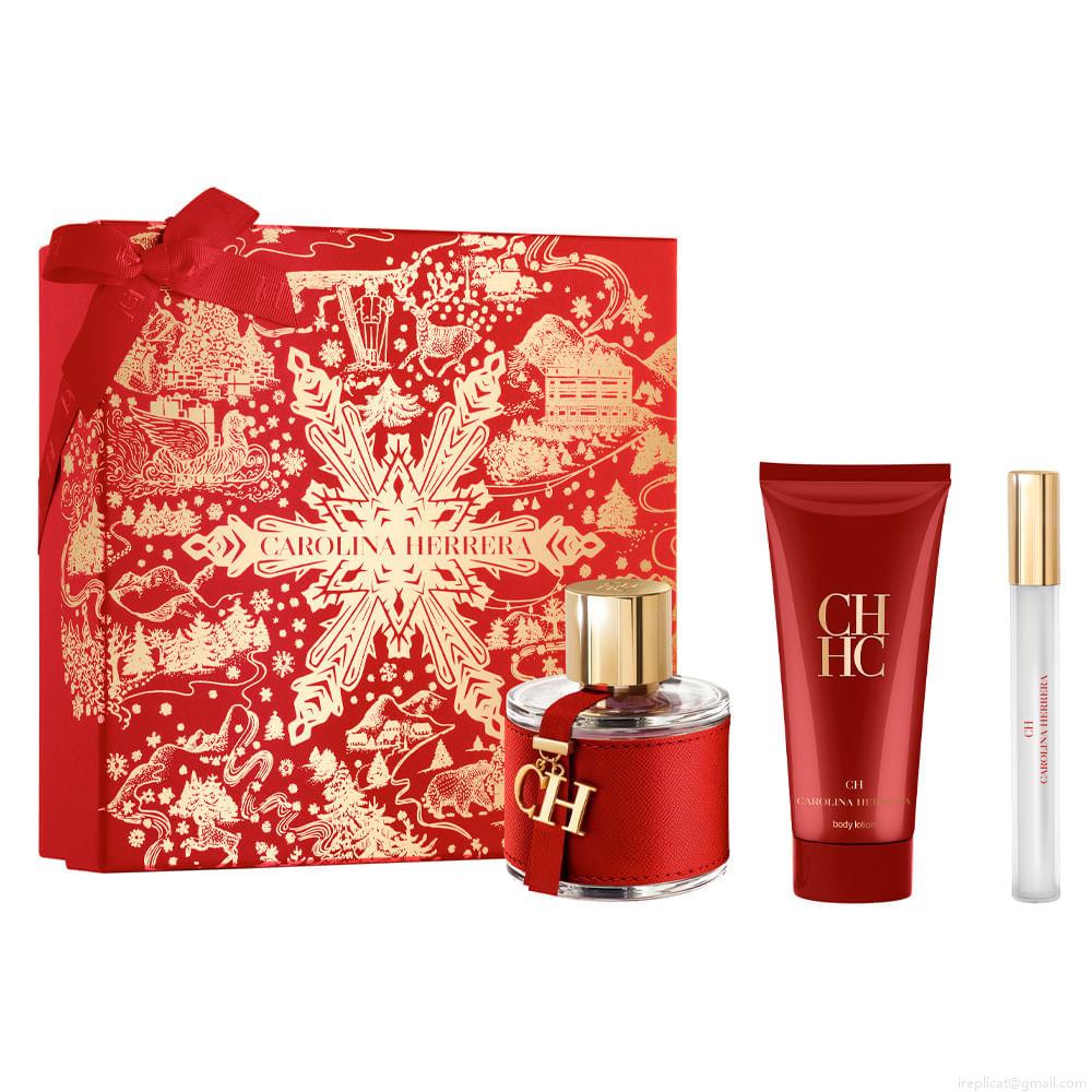 Kit Perfume Carolina Herrera Ch Eau de Toilette Feminino 100 ml + Creme Corporal 100 ml + Miniatura 10 ml