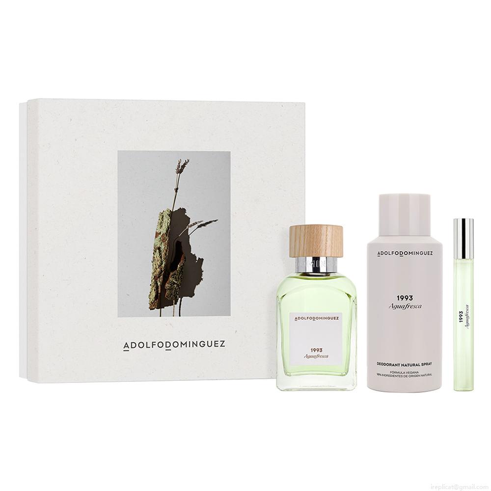 Kit Perfume Adolfo Dominguez Água Fresca 1993 Masculino Eau de Toilette 120 ml + Desodorante 150 ml + Miniatura 10 ml