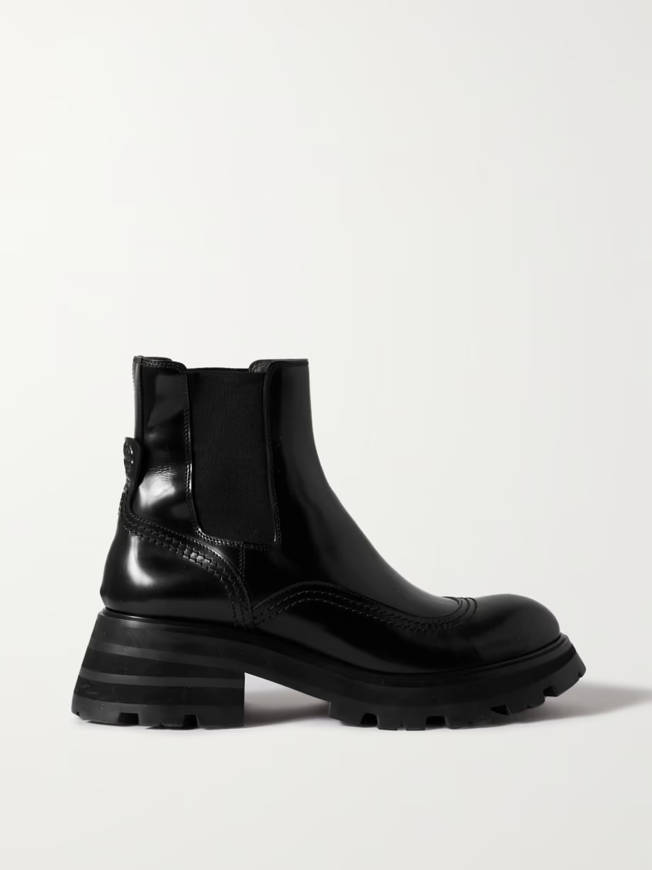 Glossed-leather exaggerated-sole Chelsea boots