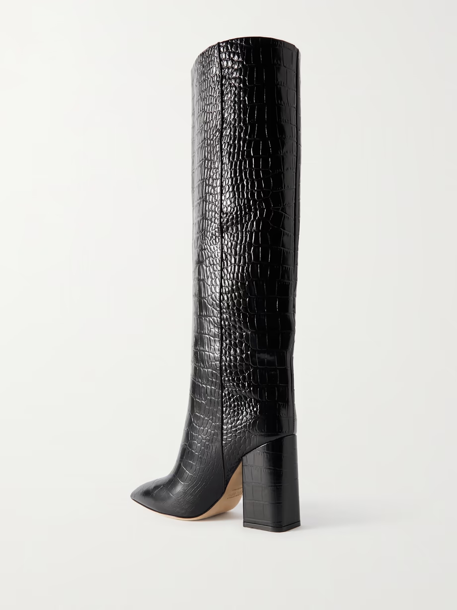 Anja croc-effect leather knee boots