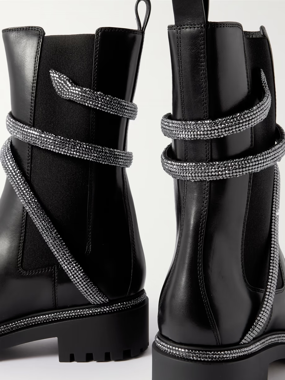 Cleo crystal-embellished leather Chelsea boots