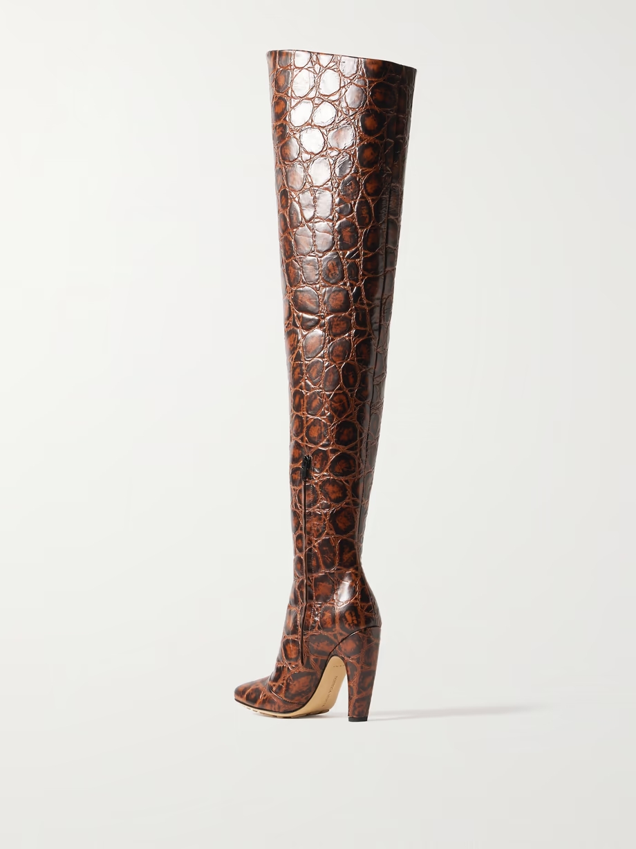 Canalazzo croc-effect leather over-the-knee boots