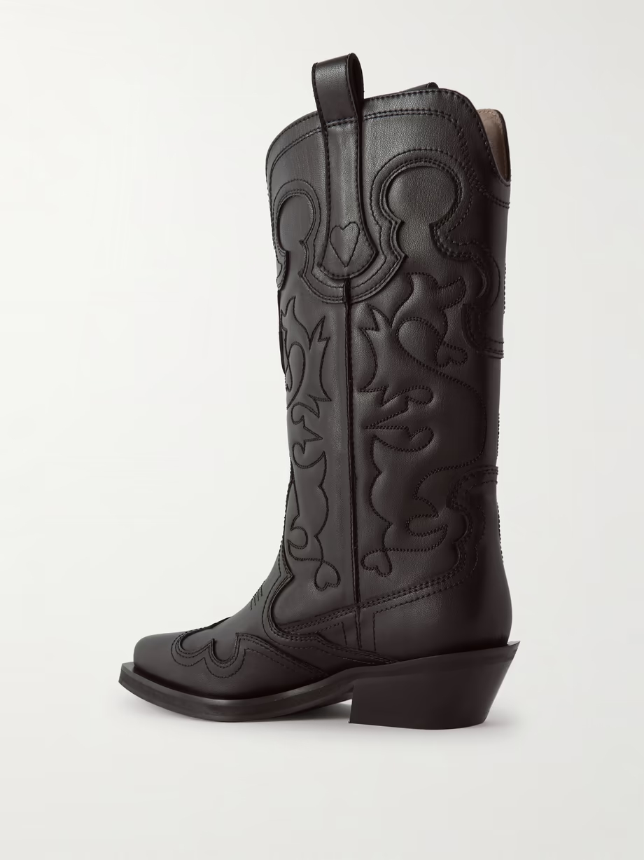 Embroidered leather cowboy boots