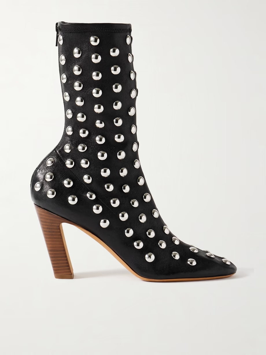 Studded leather ankle boots