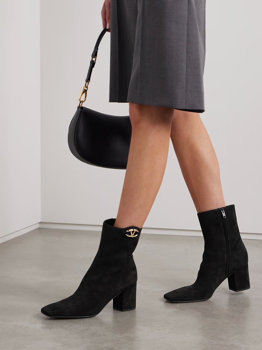 VLOGO Bold 70 embellished suede ankle boots