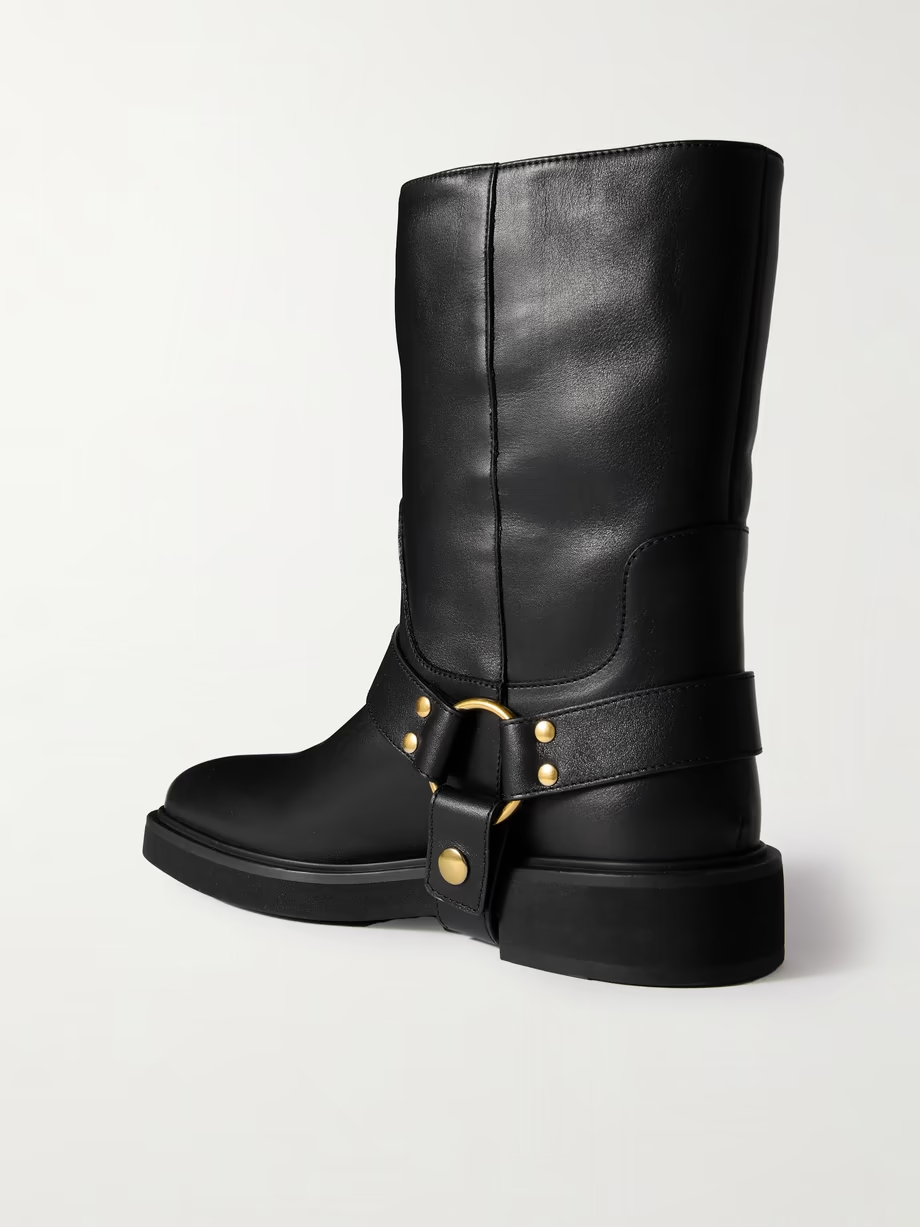 Embelished leather ankle boots