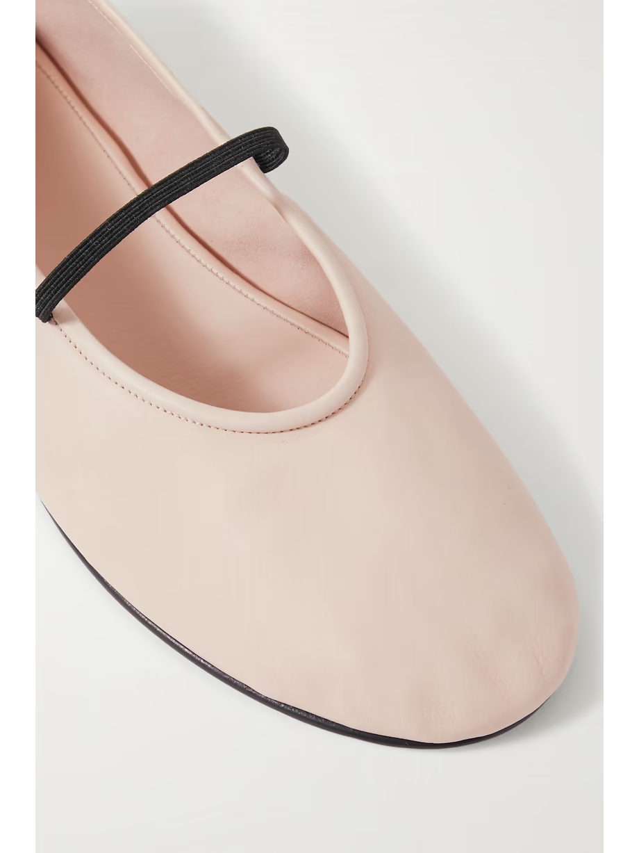 Elastic leather ballet flats