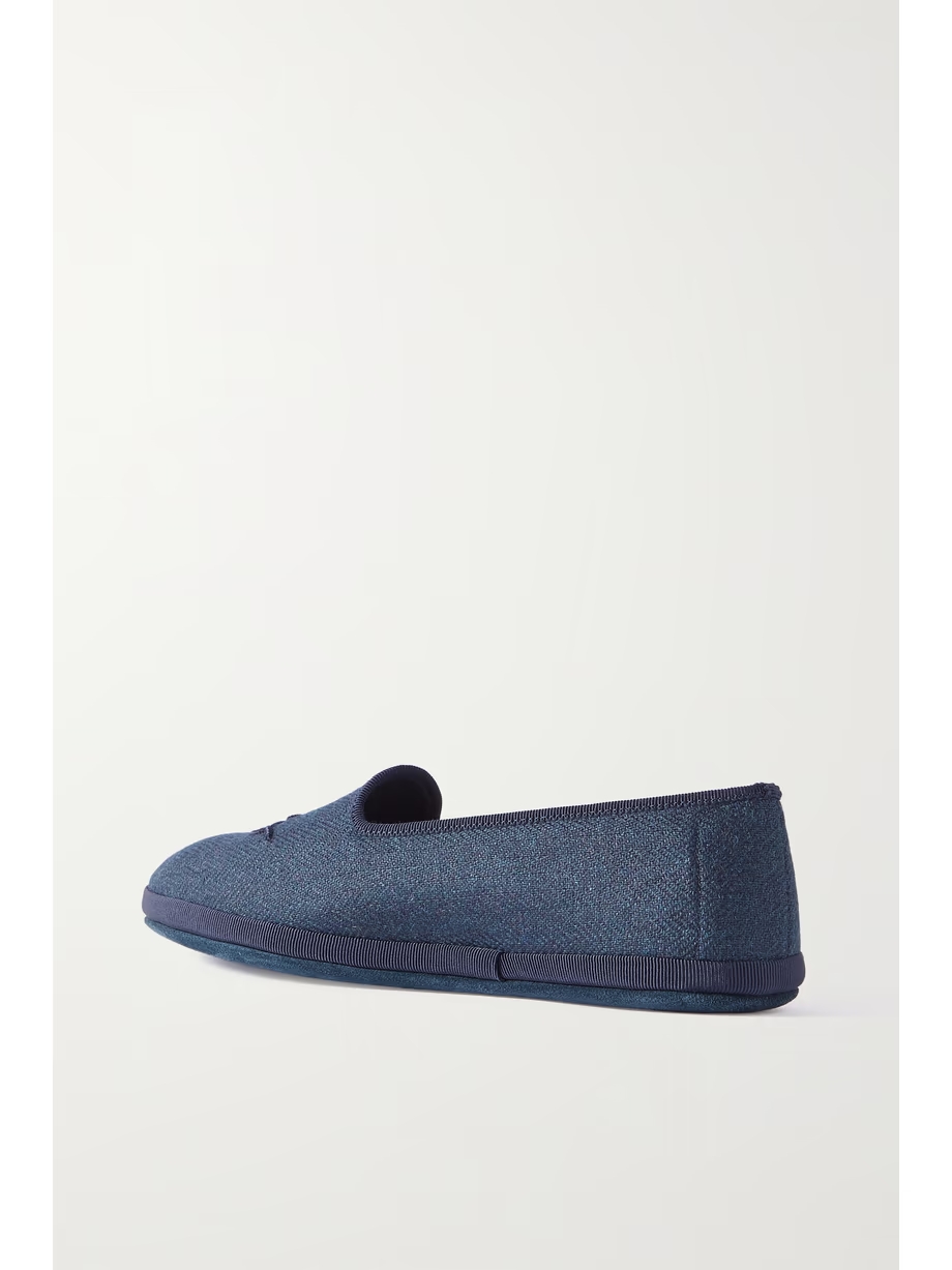 Venice embroidered herringbone cashmere slippers