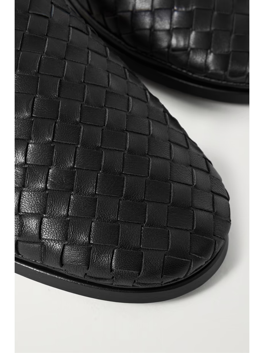 Intrecciato leather slippers