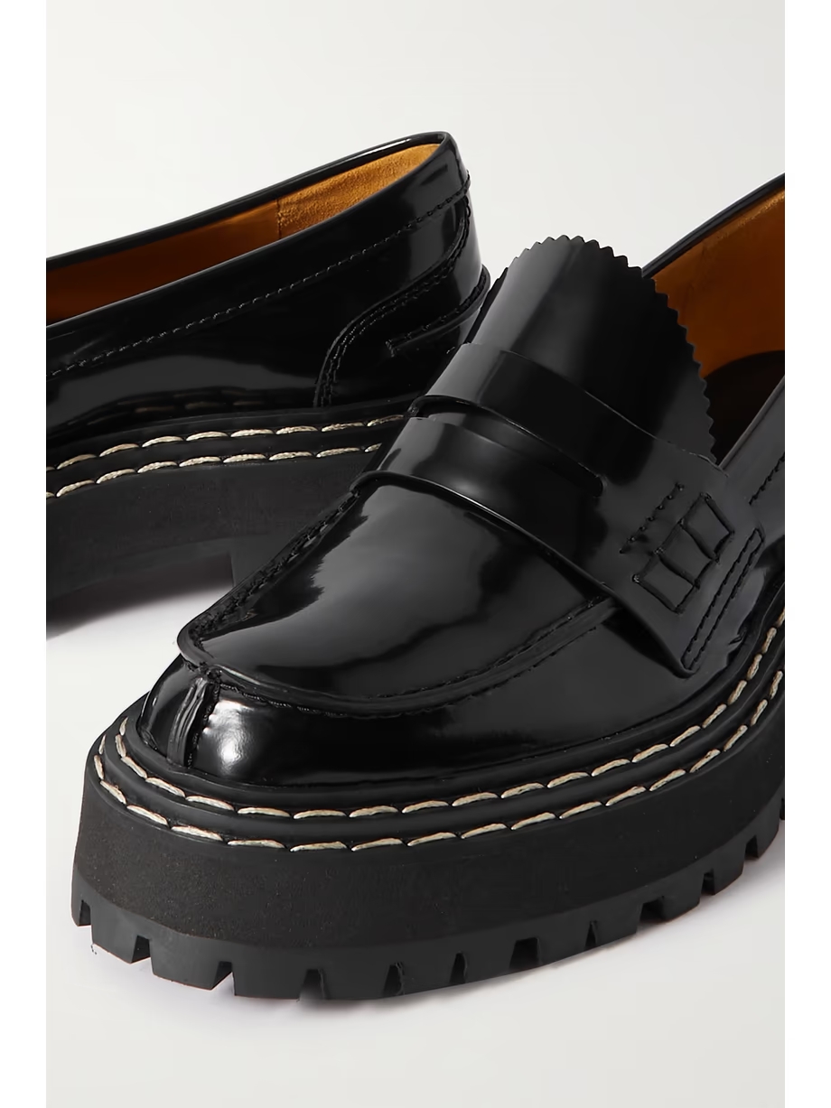 Patent-leather platform loafers