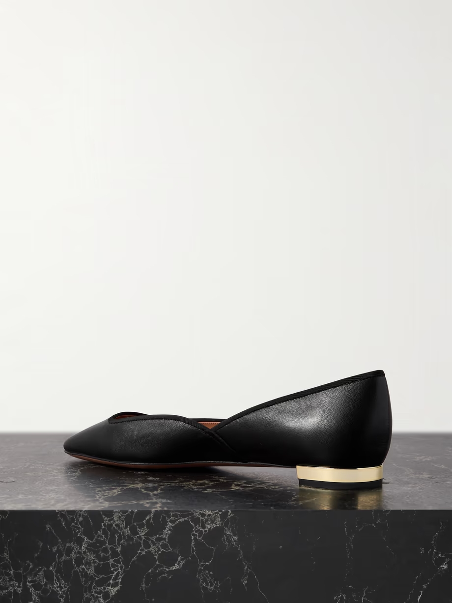 Maia grosgrain-trimmed leather ballet flats