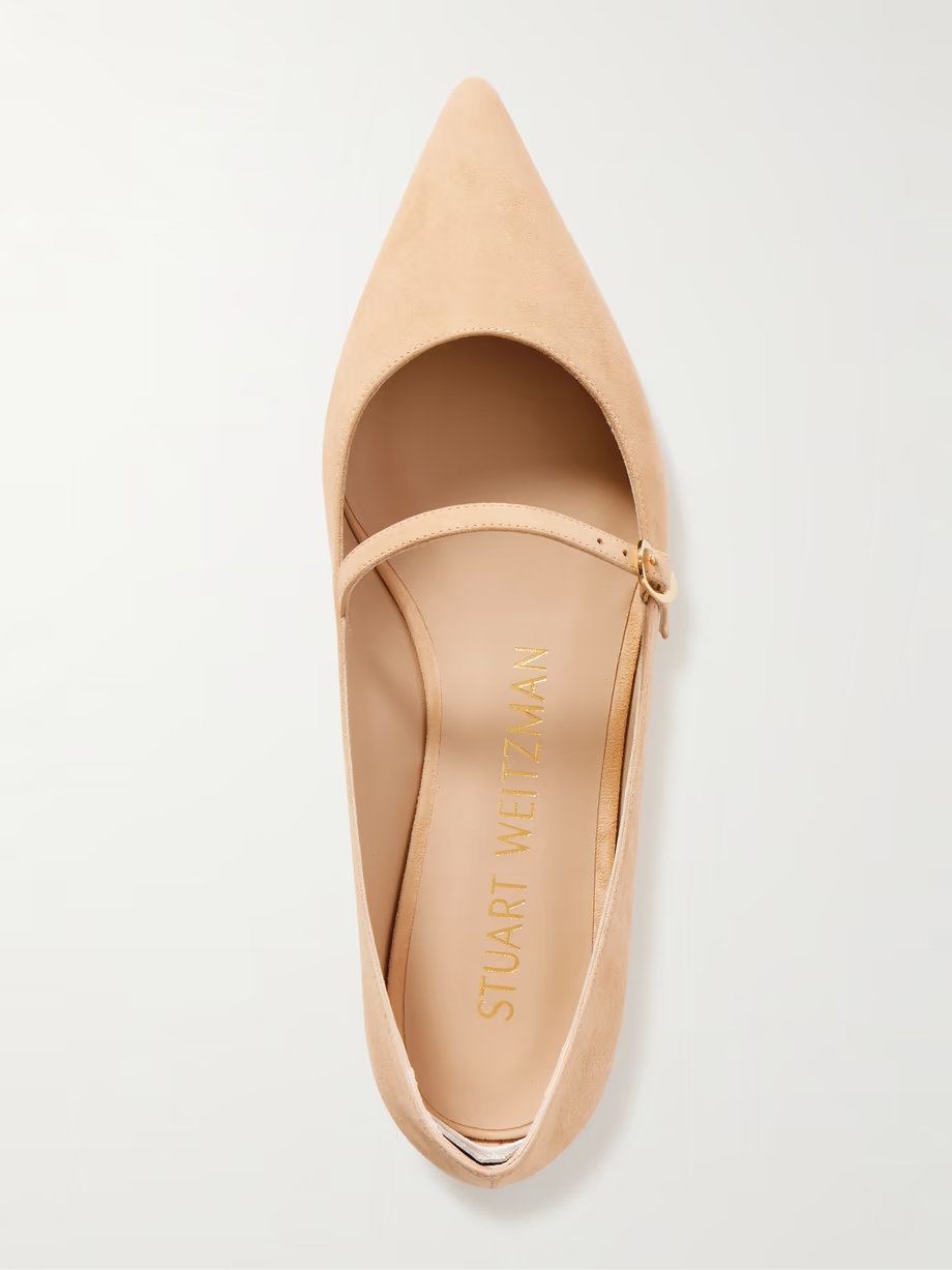 Emilia suede Mary Jane point-toe flats