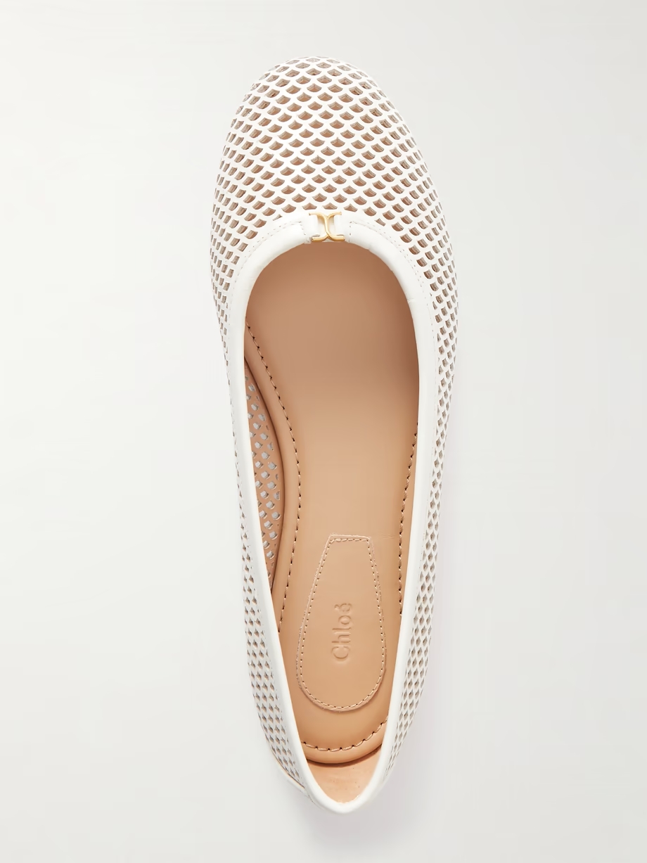 Marcie embellished laser-cut leather ballet flats