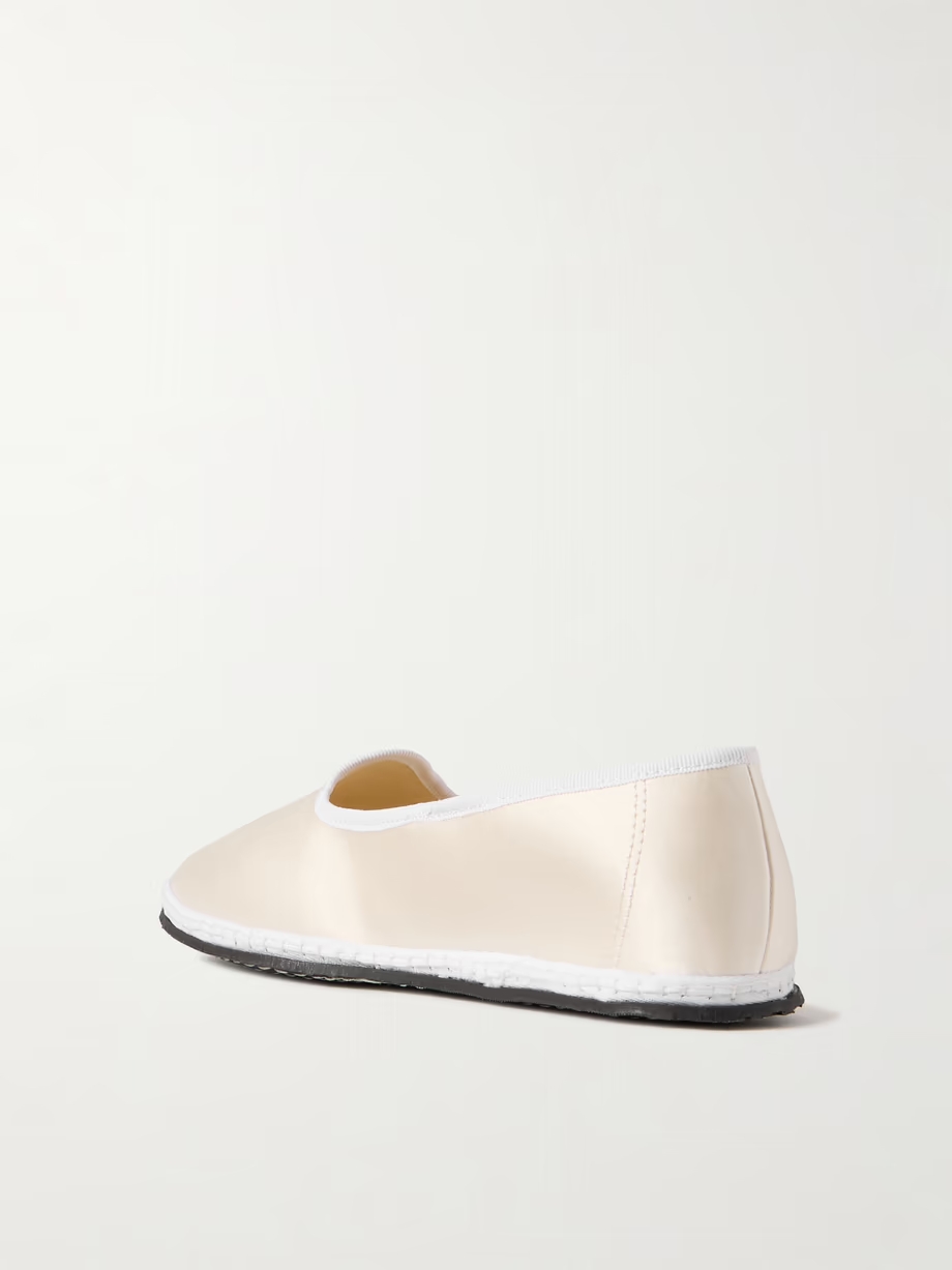 Grosgrain-trimmed satin ballet flats