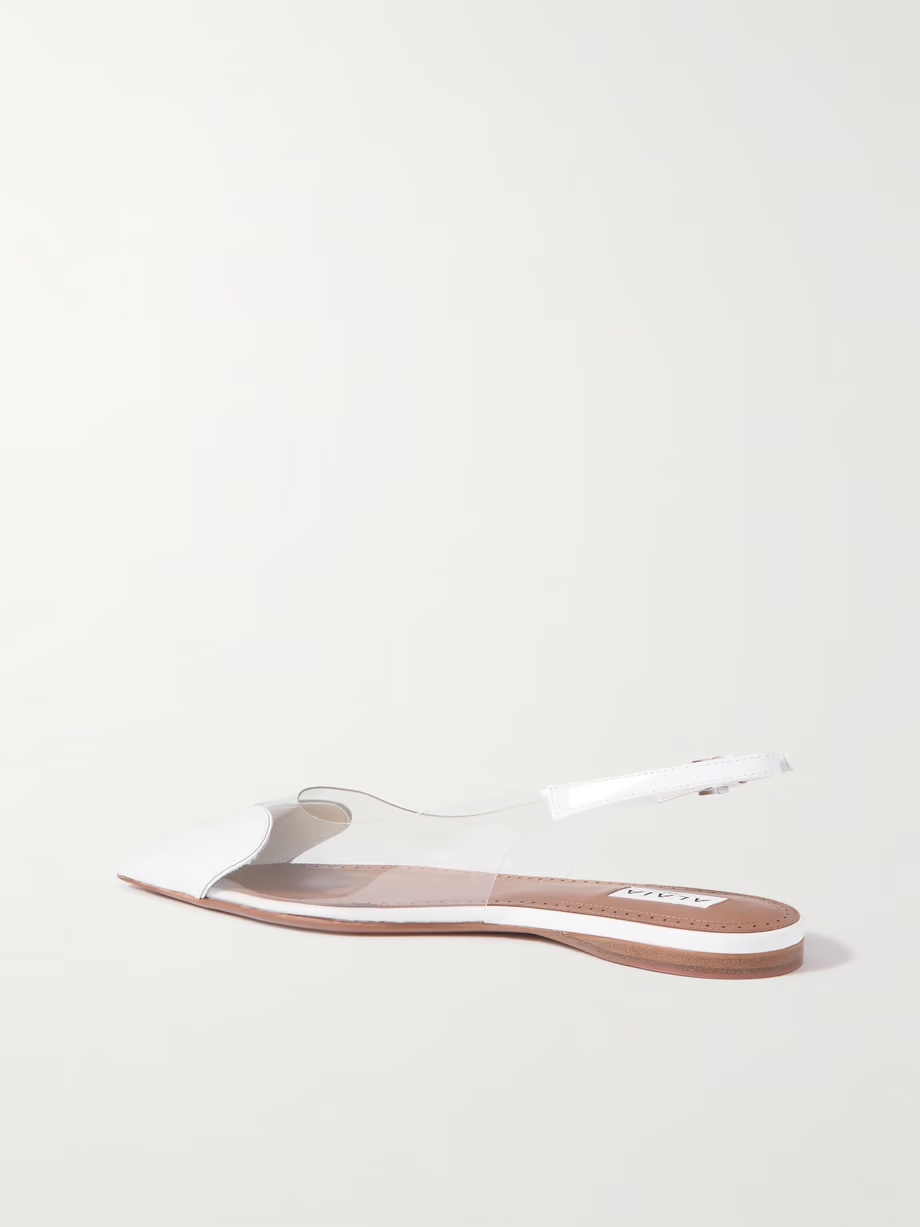 Cœur PU and patent-leather slingback point-toe flats