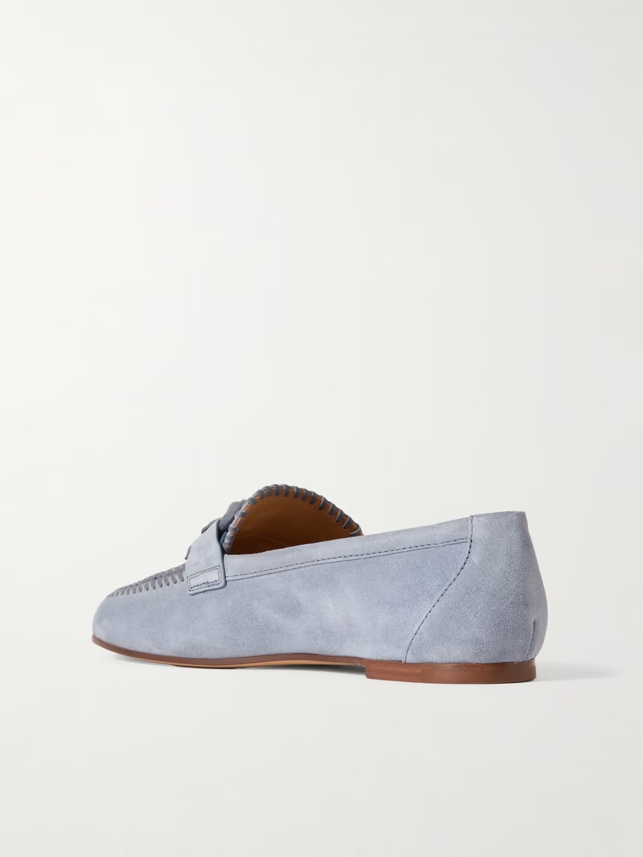 Leather-trimmed suede loafers