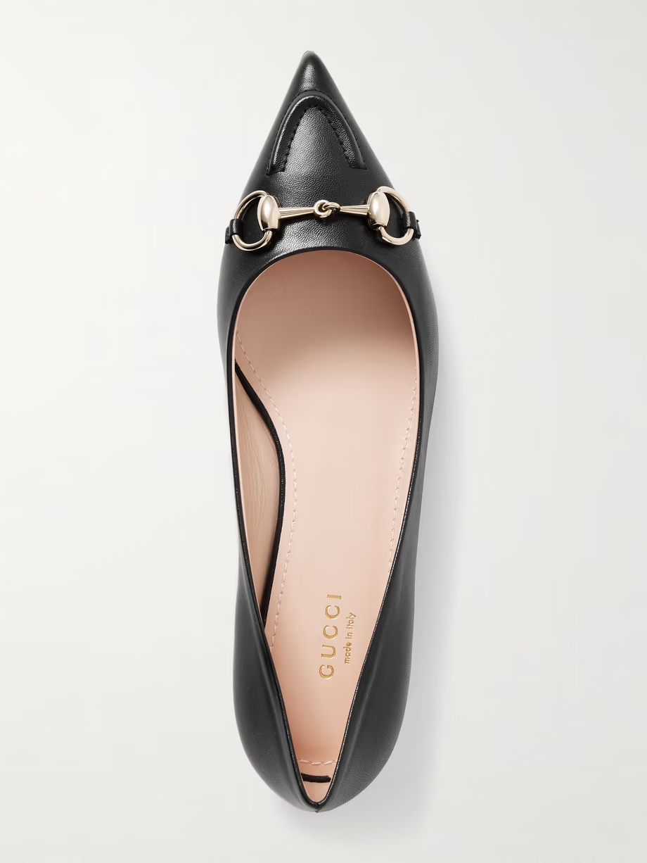 Erin horsebit-detailed leather point-toe flats