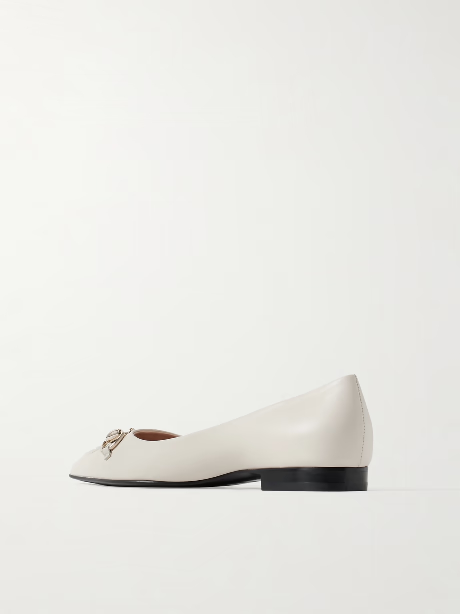 Erin horsebit-detailed leather point-toe flats