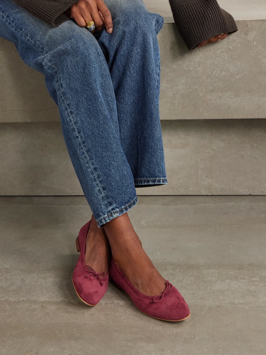 Veralli bow-detailed suede ballet flats