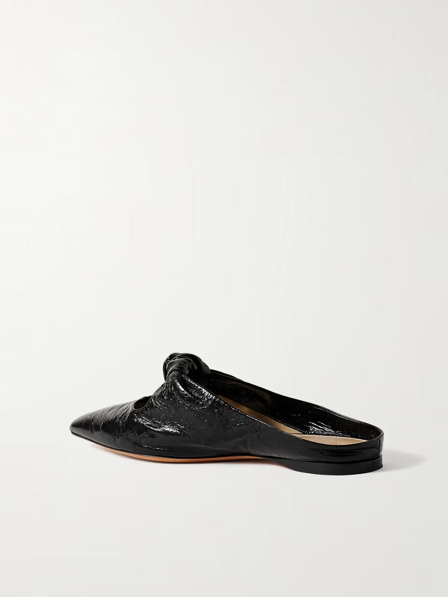 Rowan knotted crinkled-leather mules