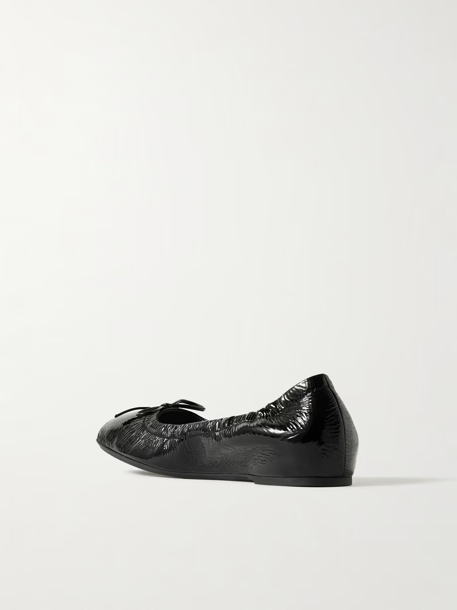 VLOGO embellished crinkled patent-leather ballet flats