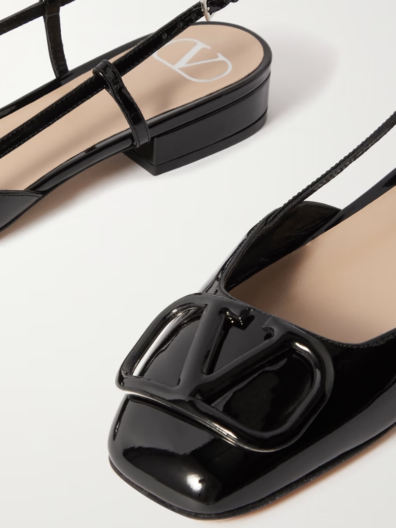 VLOGO patent-leather slingback flats