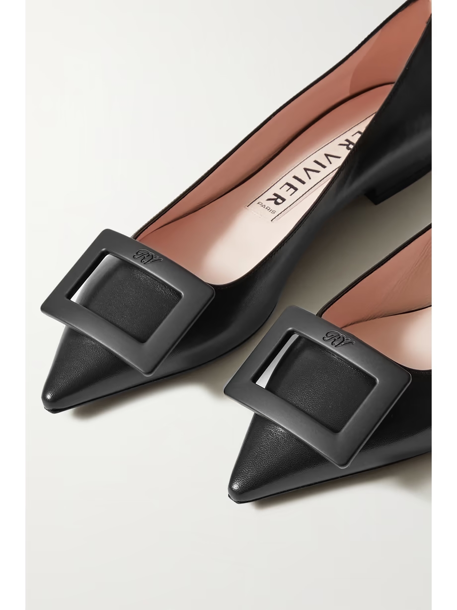 Gommettine buckled leather ballet flats