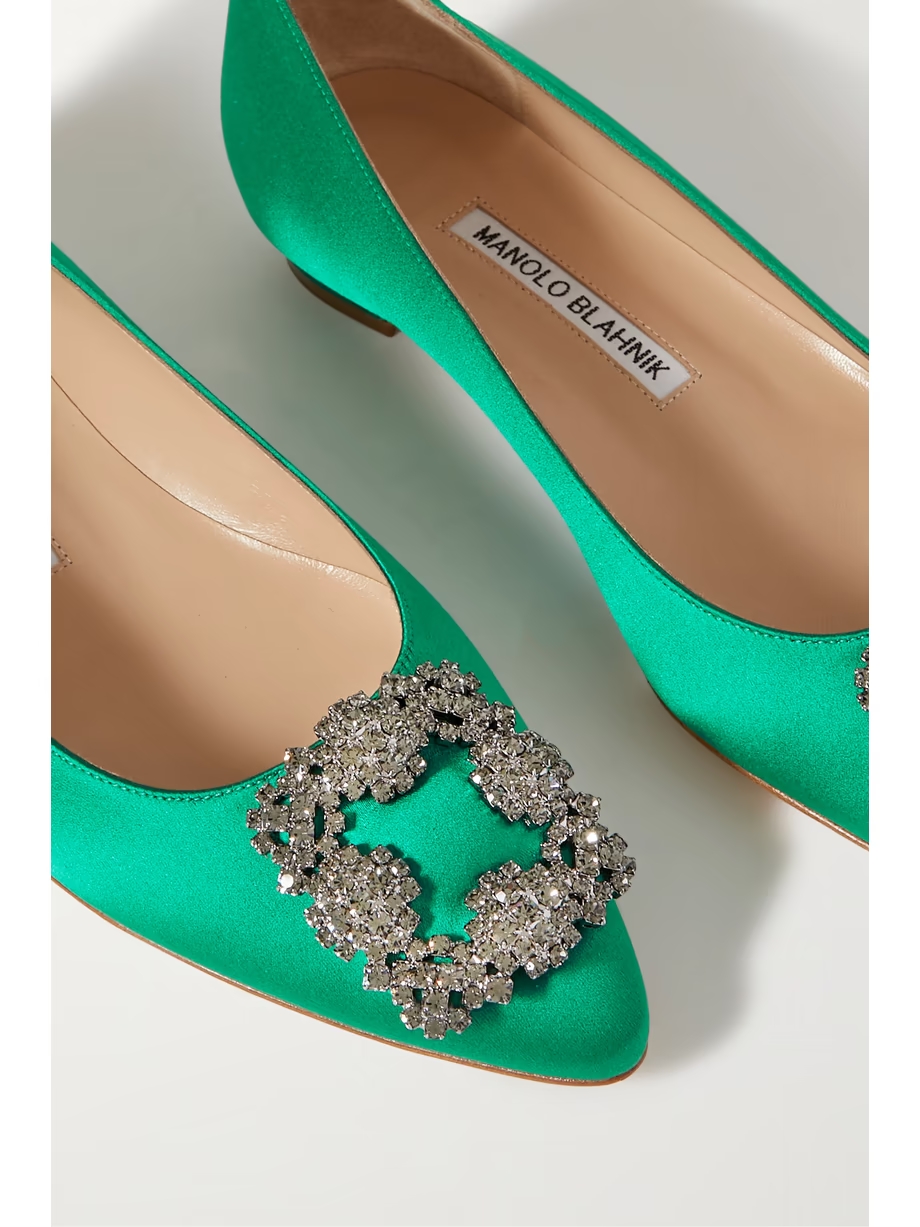 Hangisi embellished satin point-toe flats