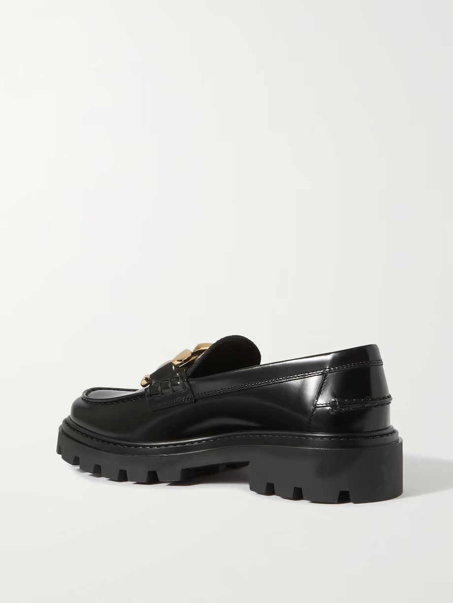 Gomma Pesante embellished glossed-leather loafers