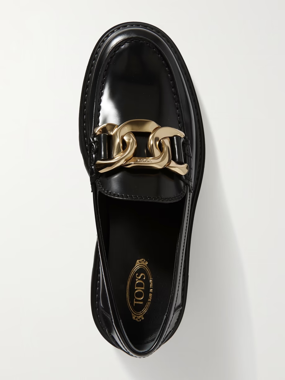 Gomma Pesante embellished glossed-leather loafers