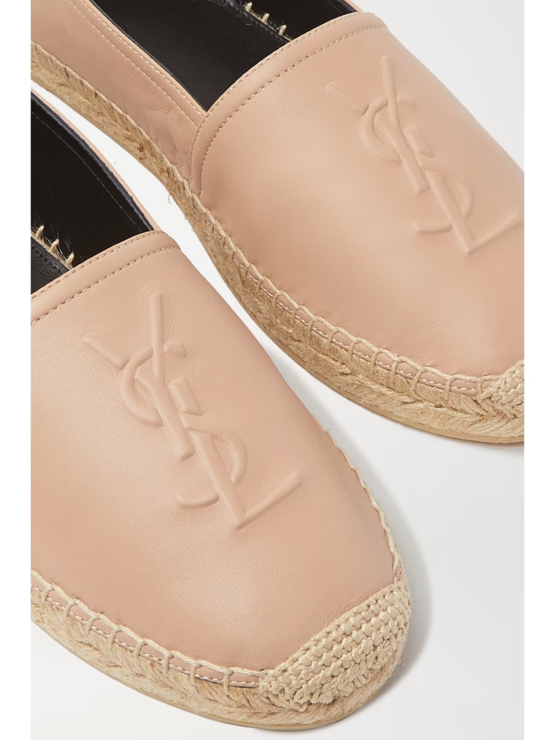 Logo-embossed leather espadrilles