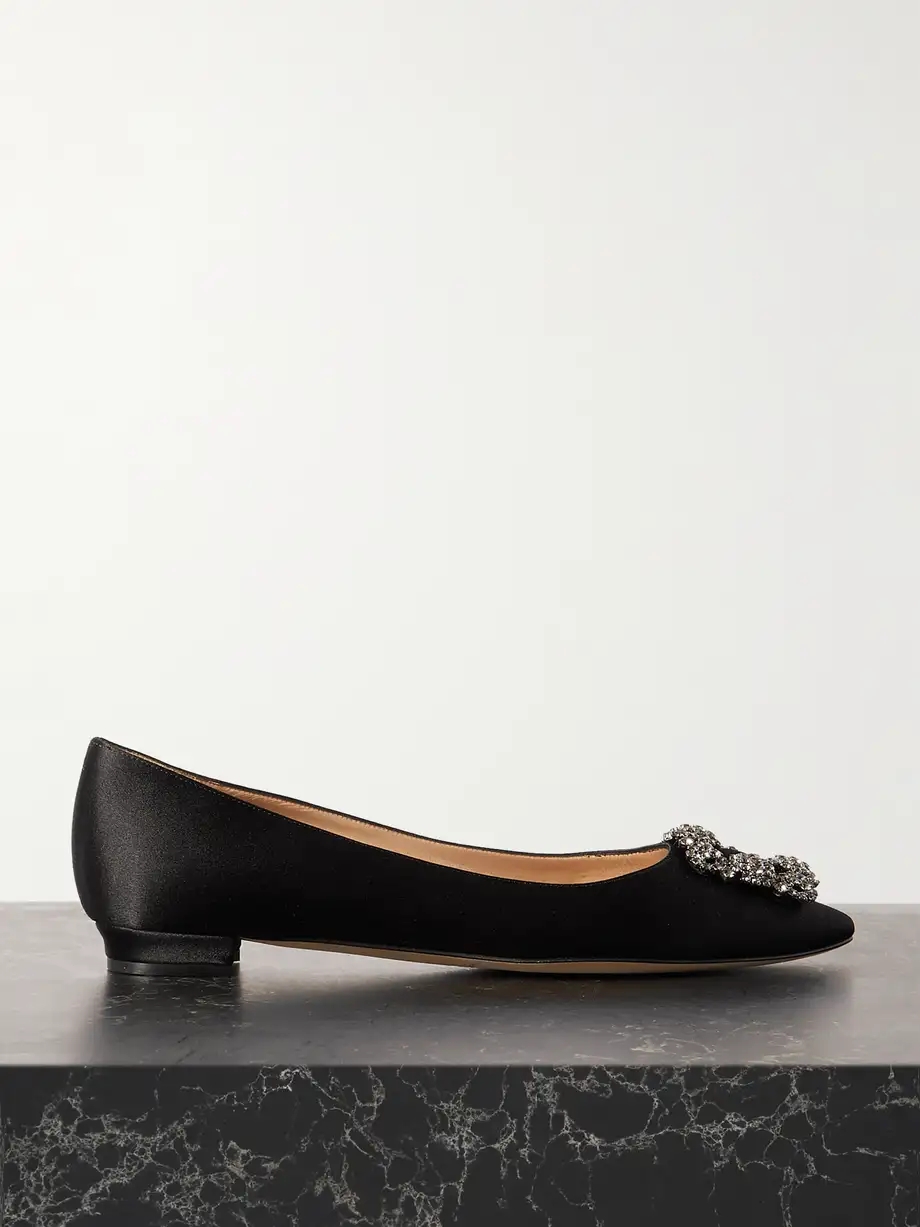 Hangisi embellished satin point-toe flats