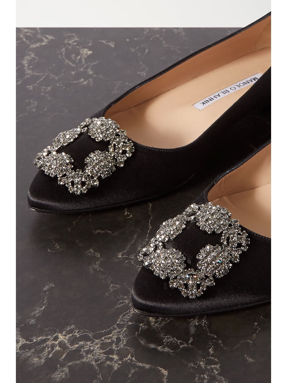 Hangisi embellished satin point-toe flats